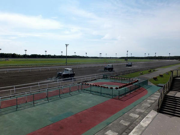 門別競馬場のコース（4角方向）