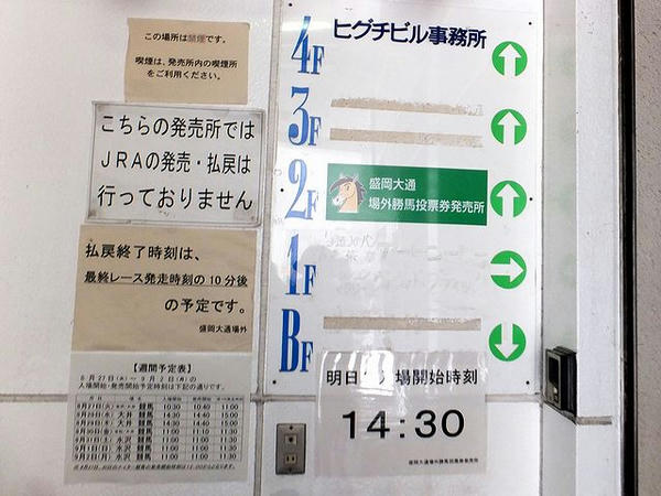 階段のところにある案内など