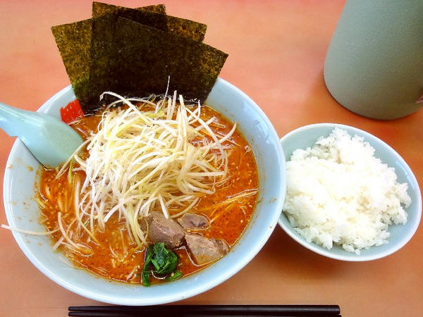 辛味噌ネギラーメン（大辛・脂普通・味普通・麺普通） 790円 ＋ ネギ増 150円 ＋ 半ライス 110円