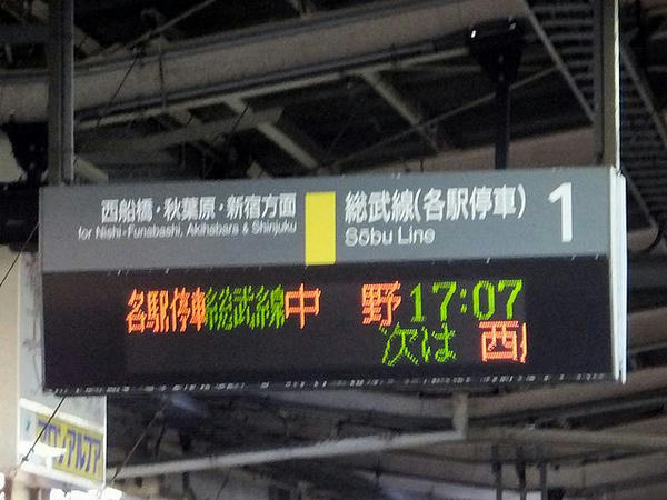 JR船橋駅の列車案内