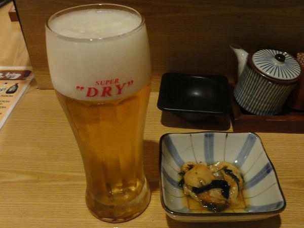 生ビールとお通し