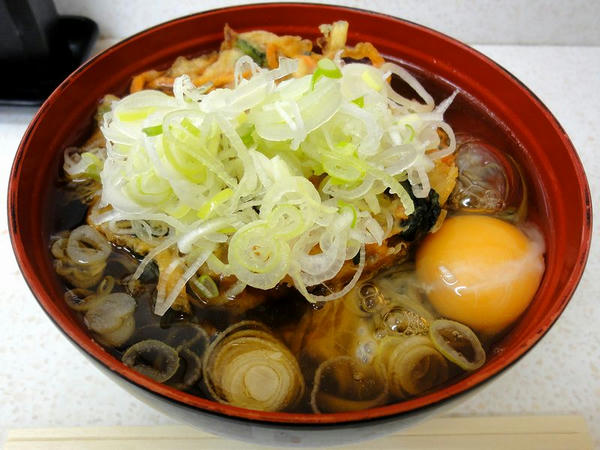 野菜天そば　390円 ＋ 単品たまご 60円
