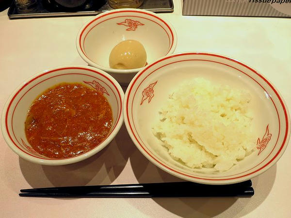 ほぐチャー定食 210円 と 半熟味玉 120円