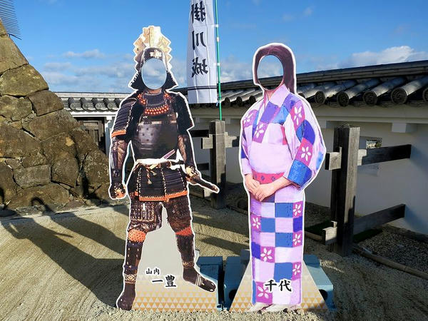 天守付近にあった顔出し看板