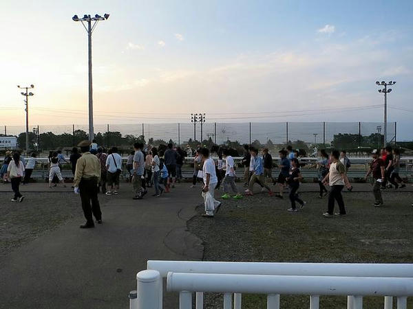 輓馬と一緒に移動する観客（第7レース）