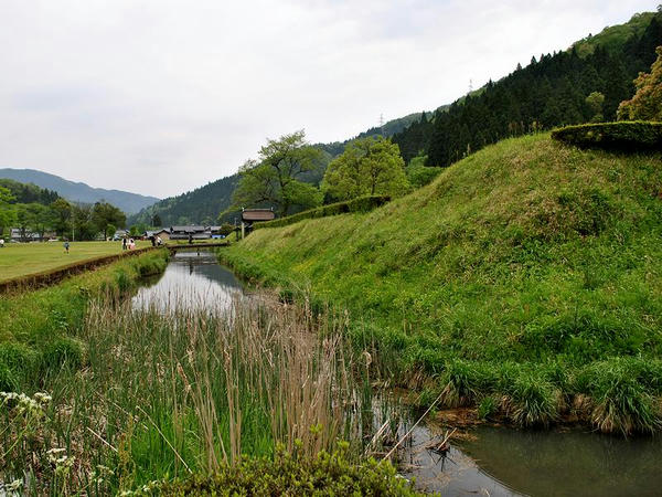 朝倉氏館跡の堀と土塁その(1)