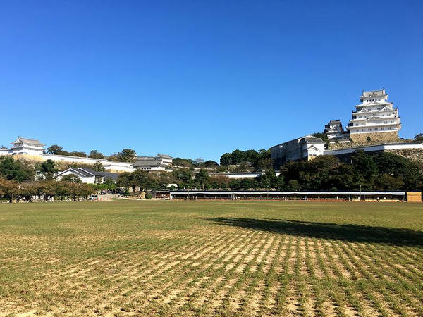 三の丸広場越しに見る天守や化粧櫓など