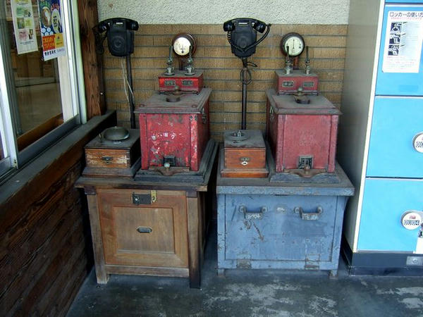甘木駅構内に提示してあったタブレット閉塞機