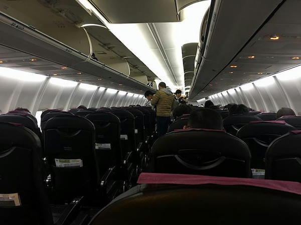 搭乗した機内 
