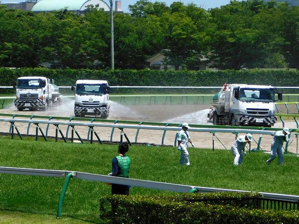 ダートコースに散水