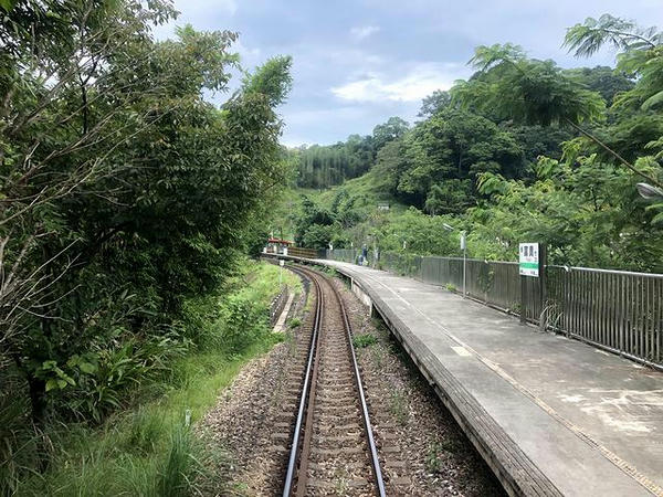 とても長い富貴駅のホーム（最後尾の窓から）