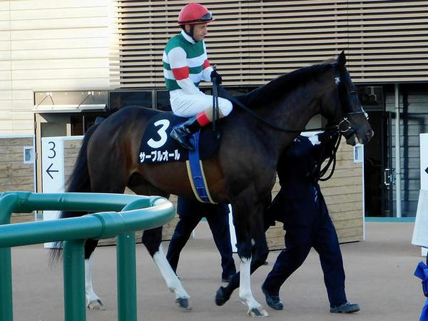 馬場へと向かう(3)サーブルオール号とC・ルメール騎手