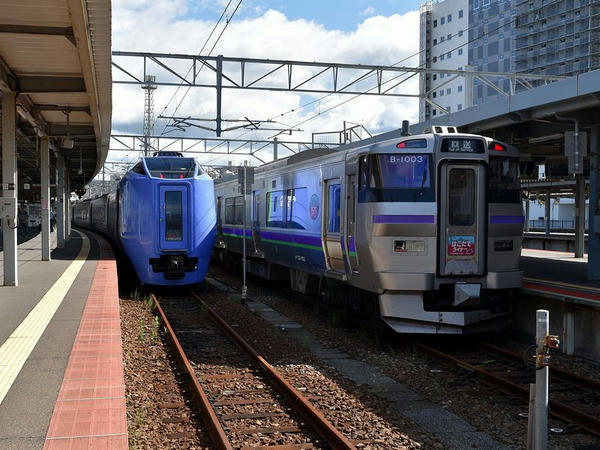 キハ281系気動車と733系1000番台電車との並び