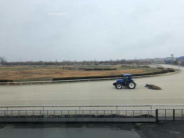 今回の席（特別観覧席の最終コーナー寄り最前列) からの眺め