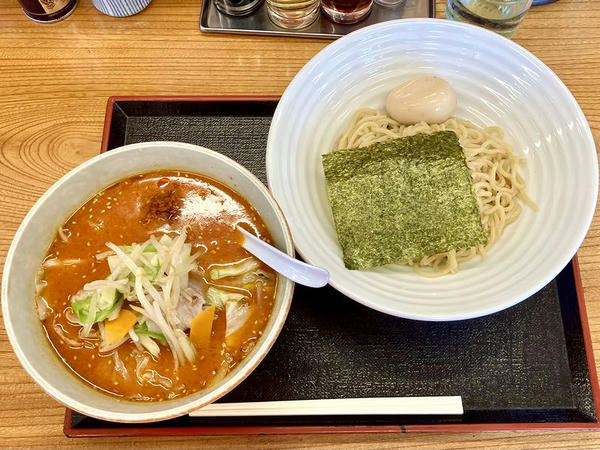 辛し味噌野菜つけ麺 1,034円 ＋ からしみそ（大辛） 99円 ＋ 味付たまご 143円