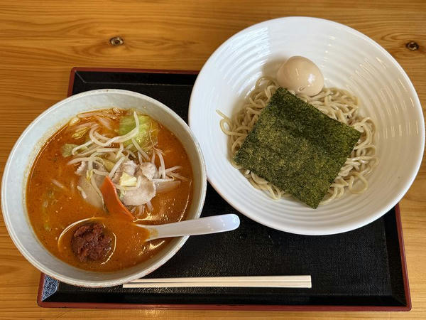 からしみそ野菜つけめん 1,133円 ＋ 味付け玉子 143円 ＋ からし味噌中辛 66円