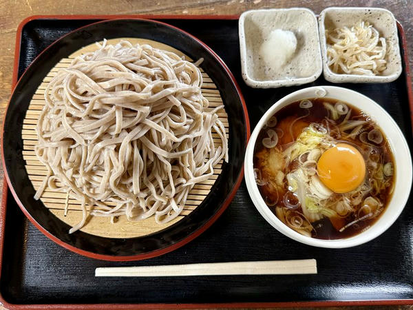 冷やし小海老のかき揚げそば 1,000円 ＋ そば大盛 200円 ＋ 生玉子 80円