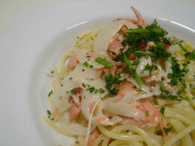 サーモンのクリームパスタ