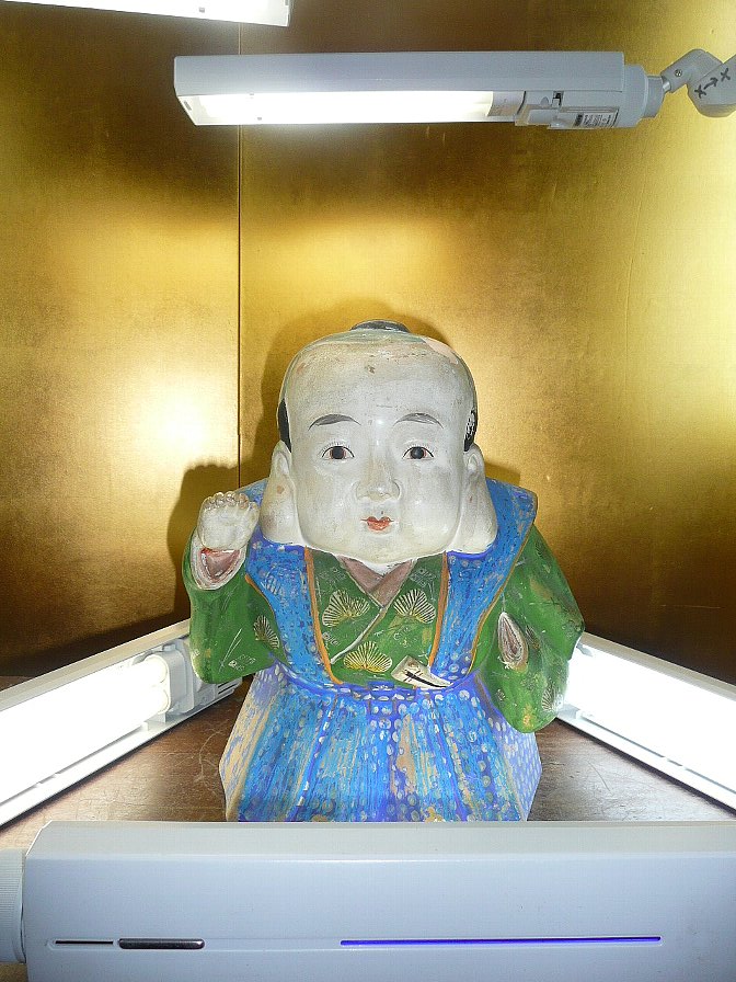 人形☆福助☆クレヨン落書き有☆右手修理済