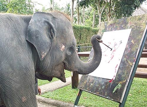 なんとゾウが絵を描くんです