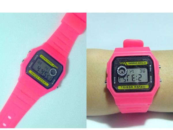 ユニセックスカラフルデジタル腕時計ピンク