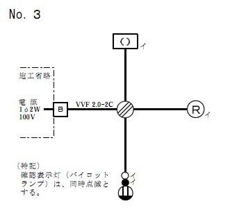 試験公表問題の３番、つまり今回の試験問題です。スイッチと連動して光るパイロットランプと電球が２つある回路といえばわかりやすいでしょうか。