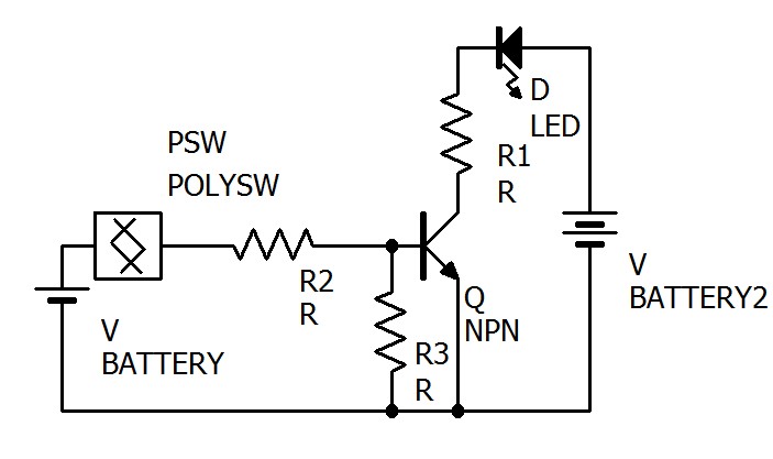 トランジスタを使ったLEDの点滅回路です。