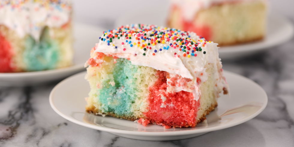 Rainbow Jell-O Poke Cake Recipe
