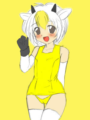 黄色い水着の鹿少女