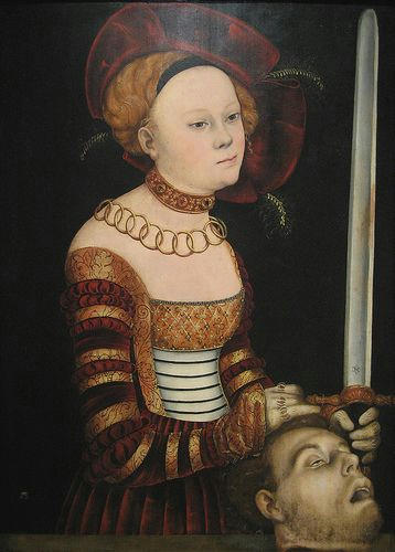 Portrait of a Lady of the Saxon Court as Judith with the Head of Holofernes, circa 1537 - 1540　　Hans Cranach 