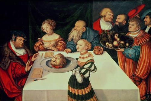 Salome presents the head of John the Baptist at Herod's Feast