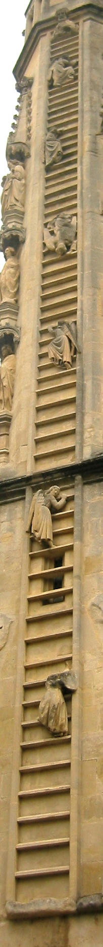 「ヤコブの梯子」の彫刻、バース寺院Bath Abbey、イギリス