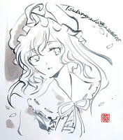 東方墨筆絵スケブ幽々子