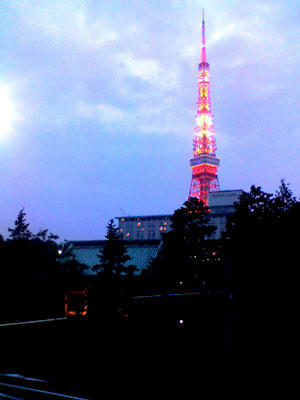東京プリンスのバックにそびえ立つザ・東京タワー！！美しい光景だわ～♪