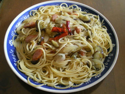 茄子いっぱいのスパゲッティー♪