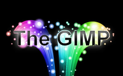 虹色のテキスト「The GIMP」