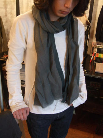 Faliero Sarti（ファリエロ・サルティ）ストール グレー×チャコールグレー main-1