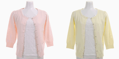 lodispotto 通販 流行 花レース＆パール装飾使い異素材アンサンブル