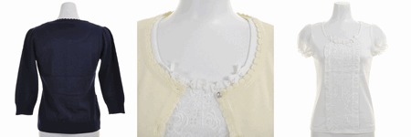 lodispotto 通販 流行 花レース＆パール装飾使い異素材アンサンブル