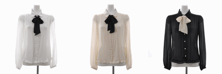 LODISPOTTO 通販のシフォンボウタイ付フリルブラウス