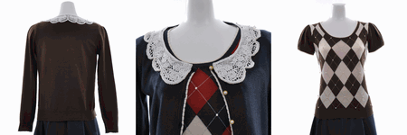 LODISPOTTO 通販のレース衿アーガイルアンサンブル