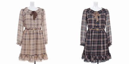 LODISPOTTO 通販 チェック柄裾2段フリルワンピース