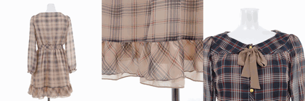 LODISPOTTO 通販 チェック柄裾2段フリルワンピース