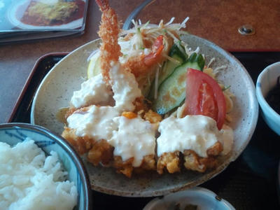 福岡市　黒田屋　チキン南蛮＆エビフライ定食