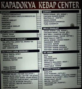 kappadokya kebeb center menu