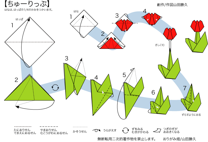 おりがみ畑の折り方教室 チューリップの折り方折り図｜神奈川