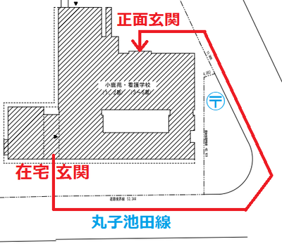 在宅玄関閉鎖につき、正面玄関へ