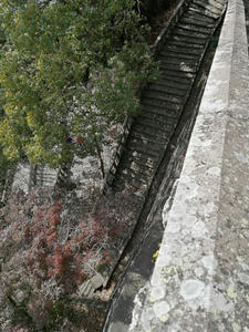 久能山東照宮の表参道の階段を見下ろした風景