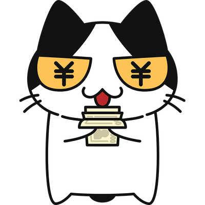 「お金を数える猫」」（ねこ画伯コハクちゃん）