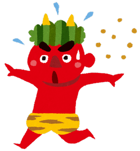 赤鬼のイラスト「節分のまめまき」（いらすとや）